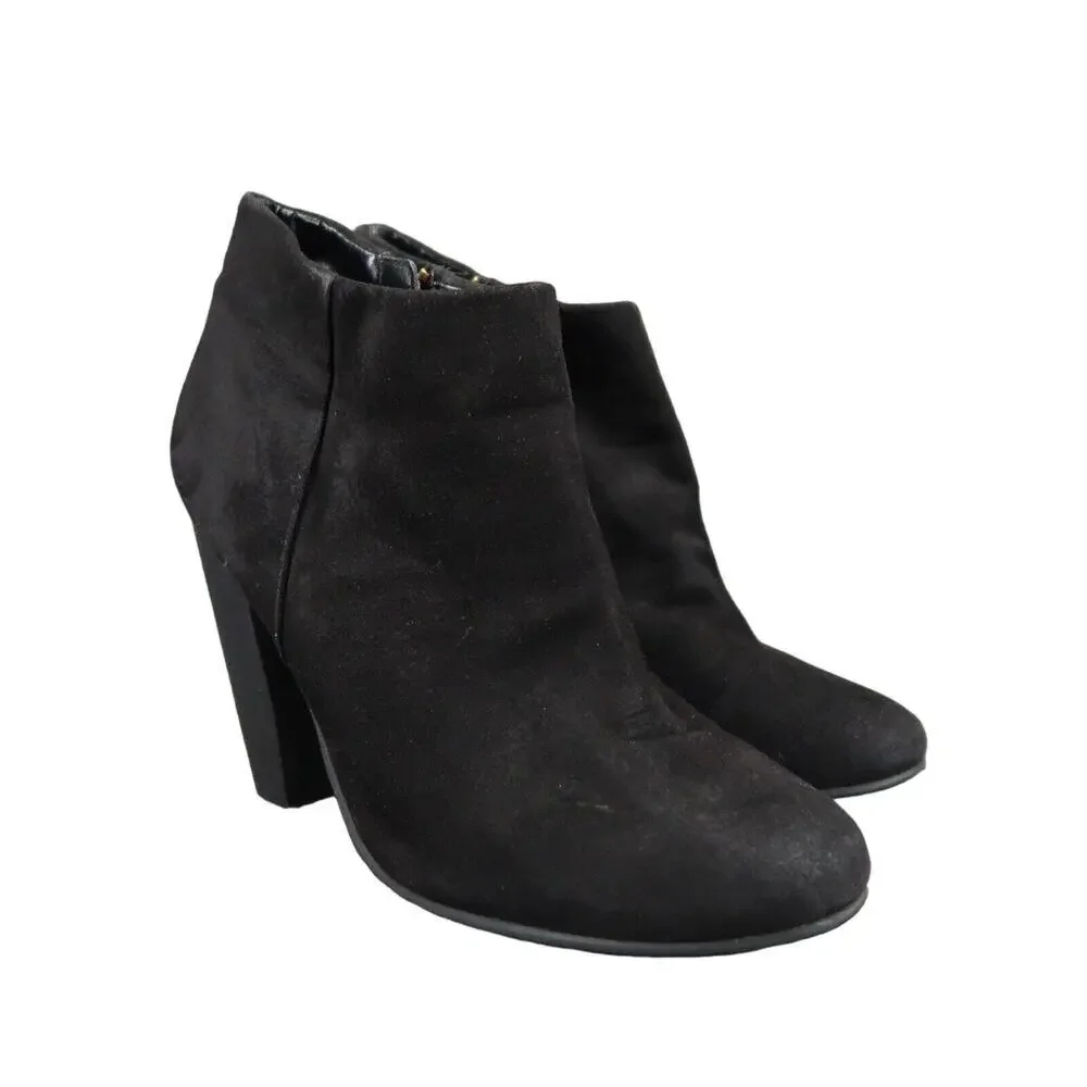 Abound Shoes Womens 7.5 Booties Fashion Classic Black Block Heel Ankle Boot Zip